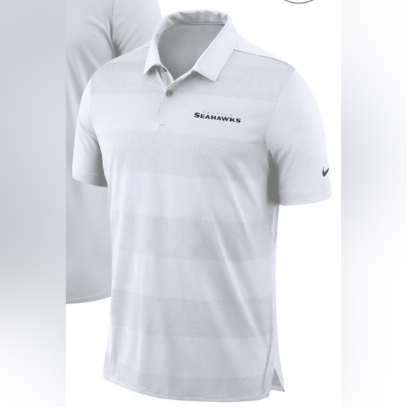 Men’ white NikeNFL Seattle Seahawks Sideline Woodwork Performance Polo - Picture 1 of 8